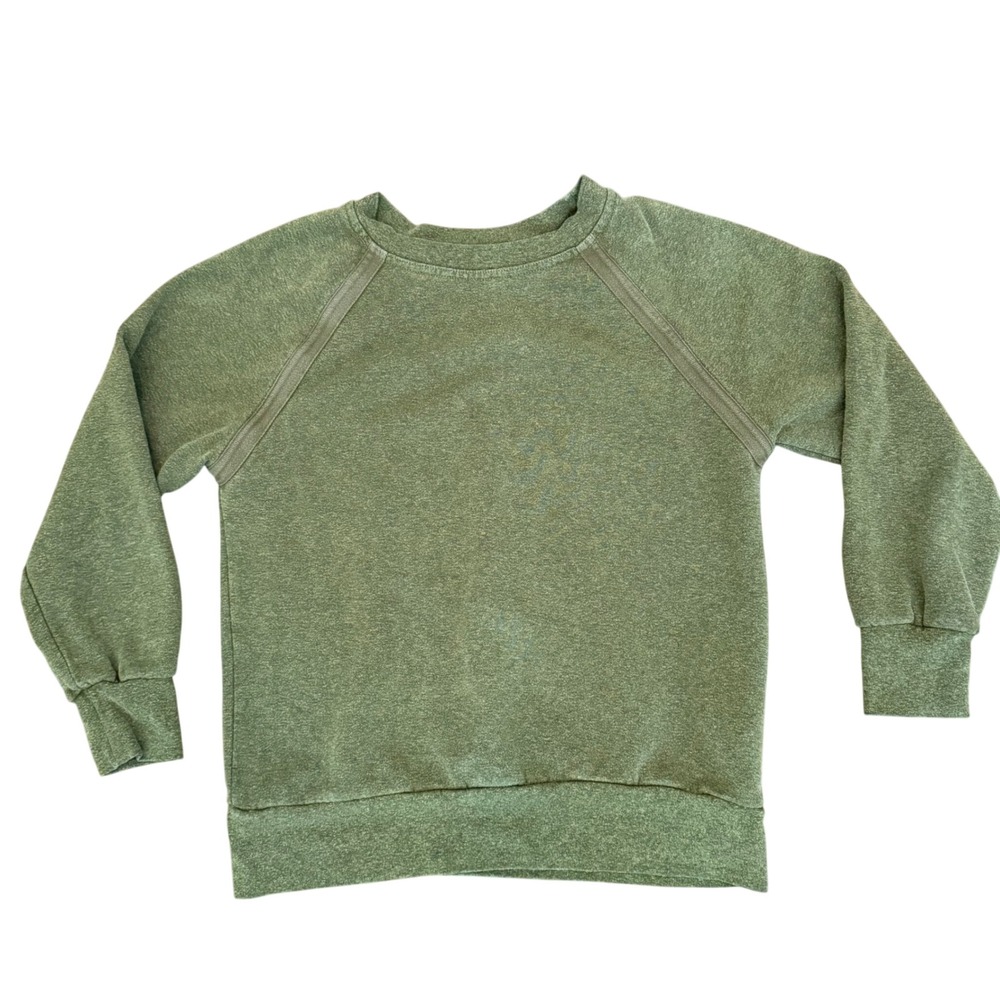 Prana Womens‎ Small Green Raglan Sweatshirt Pleated Back Tencel Cotton Pullover